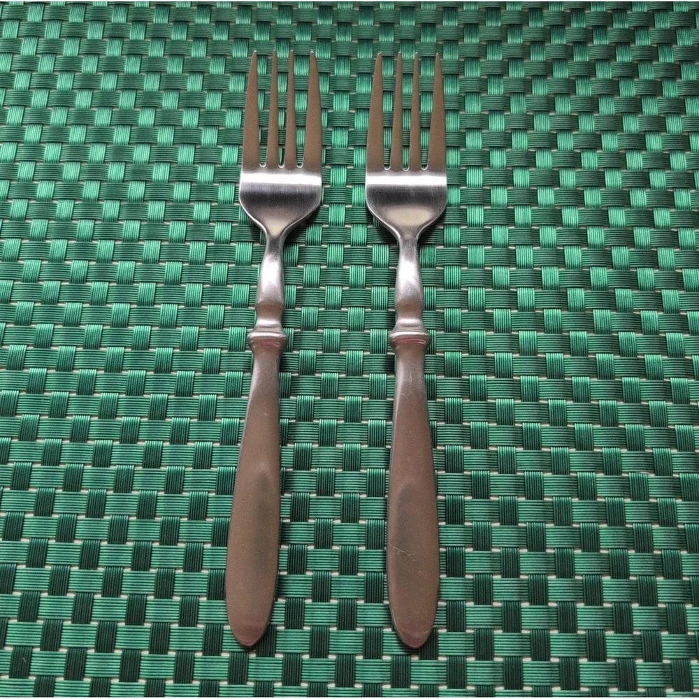 Cambridge TOWNHOUSE Salad Forks Set Lot of 2 SATIN Stainless Bistro Style VTG